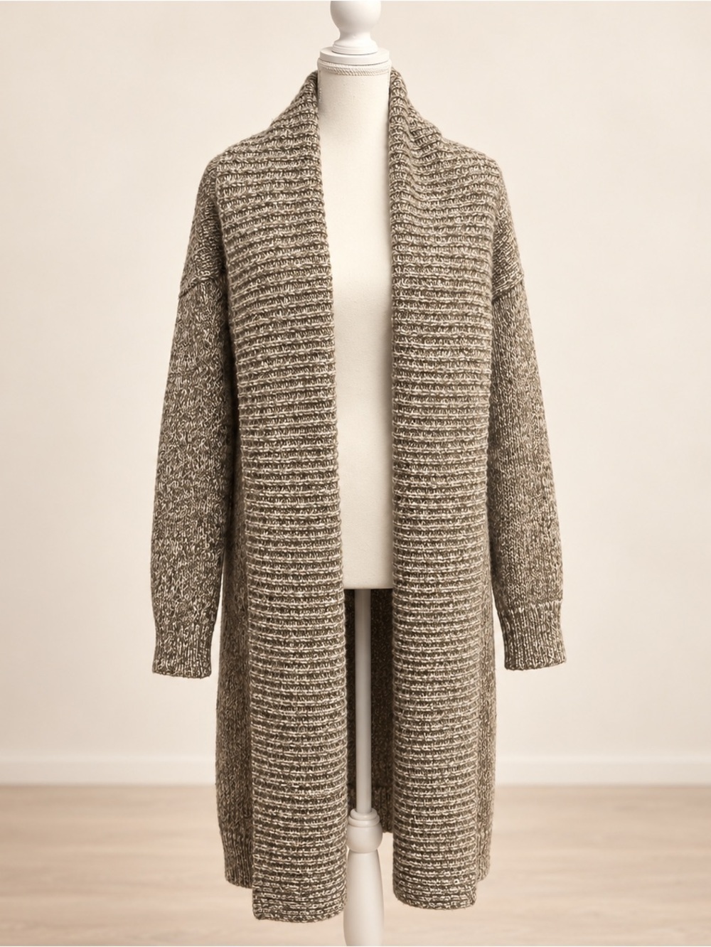 Room 34 Small Marled Knit Long Open-Front Cardigan